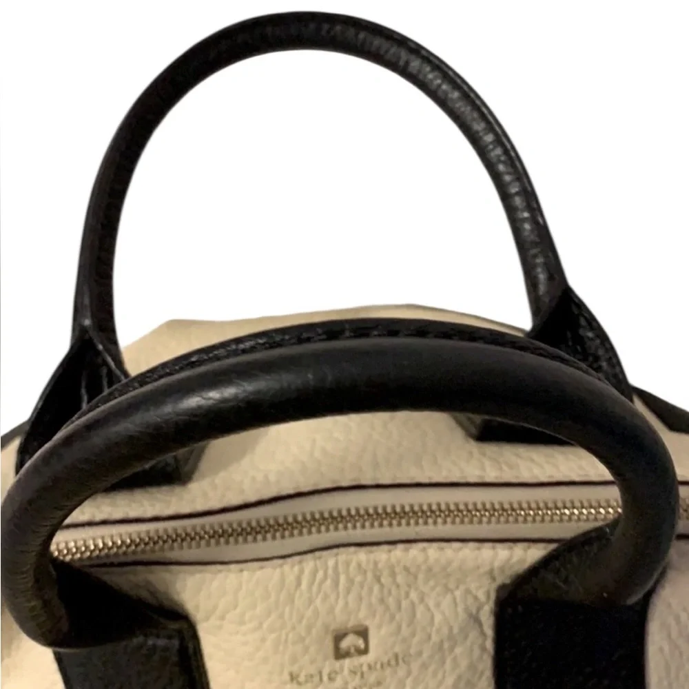 Kate Spade Southport Jenny Leather Satchel Cream Black EUC $398 Retail